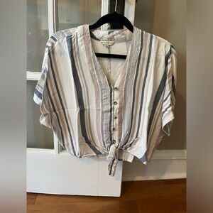 Striped Tie Button Shirt